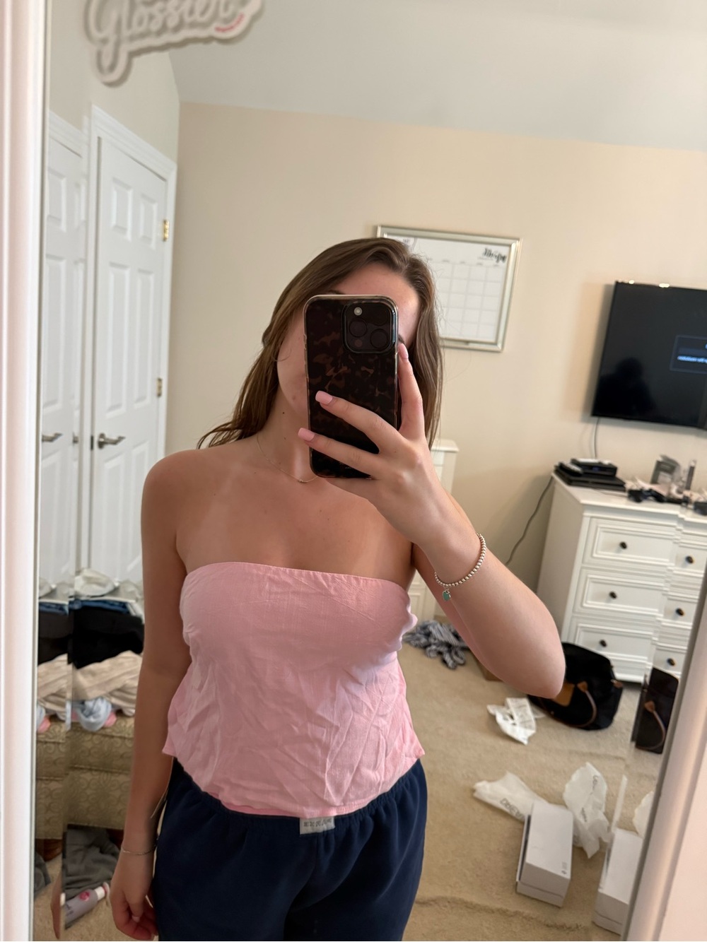 SHEIN Pink Strapless Tube Top